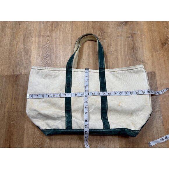 Vintage 90s L.L. Bean Boat And Tote Zip Top Green Ivory XL 22" USA - Picture 9 of 9